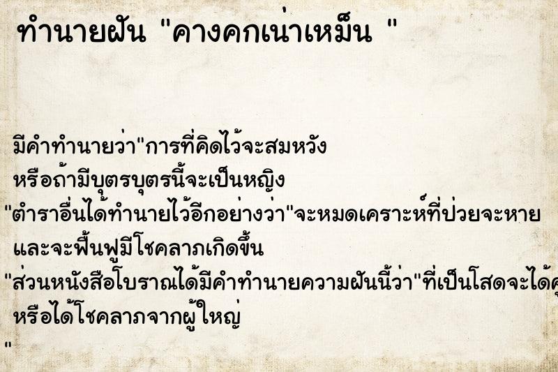 ทำนายฝัน คางคกเน่าเหม็น 